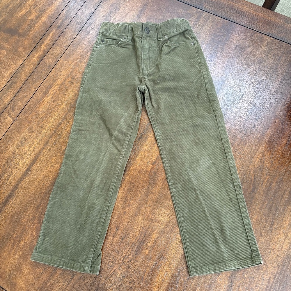 JANIE AND JACK Straight Leg Corduroy Pant Olive Night Adjustable Waist Boys 5